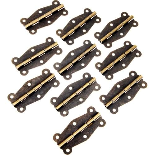 10Pcs Wooden Jewelry Box Wine Case Decorative Hinge with Screws Antique Bronze Hinges Furniture Hardware