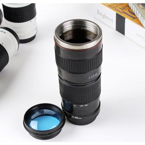 440ml SLR Camera 70-200 Camera Lens Mug Coffee Mug With Lid Fantastic Stainless Steel Milk Caneca Creativity Cups Drinkware