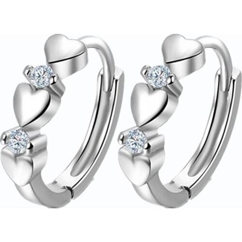 50% Hot Sales Elegant Women Cubic Zirconia Inlaid Love Heart Huggie Earring Party Jewelry Gift