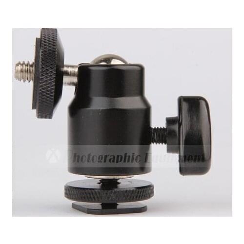 50PCS Camera Mini Tripod Ballhead Metal Ball Head Hot Shoe Adapter to 1/4 Screw Mount for Flash Light Stand