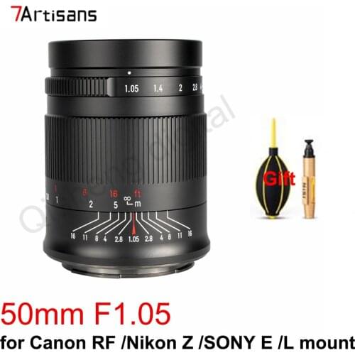 7artisans 50mm F1.05 Camera Lens Full Frame Large Aperture MF Lens for Canon EOS-R SONY E Nikon Z Leica L mount Camera