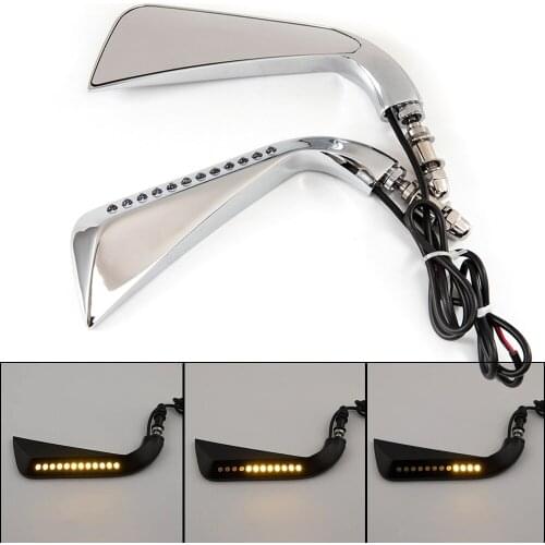 8mmMotorcycle Sickle Mirrors Rearview Mirror LED Turn Signal Light For Harley Dyna Bobber Chopper Old School 1982-2018 Up