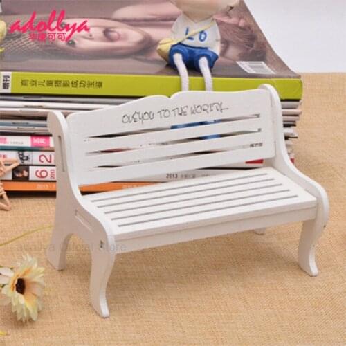 Adollya Dolls Accessories Wooden Chair Bench Suitable Doll Decoration Props Hold Dolls Accessories Wooden Toys for Girls