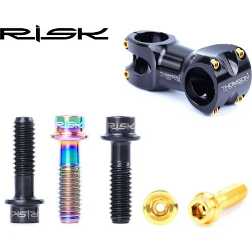 RISK 6pcs M5x18mm Titanium Alloy Stem Handlebar Fixing Bolts for MTB Mountain Bike Road Bicycle Perforated Hollow Screws M5*18mm