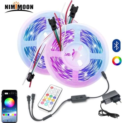 WS2811 Digital Addressable LED Strip 12V LED Pixel Strip Programmable 5050 RGB Dream Color With Bluetooth Controller+ Adapter