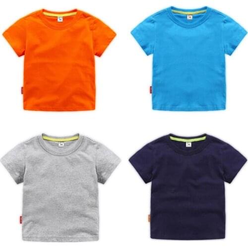 Kids Tee Shirt Summer New Teenager Clothes Casual Baby Boys And Girls Cotton Candy Colors O-neck Short Sleeve Pullover Tops