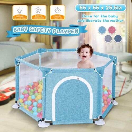 BABY Kids Furniture Playpen Playground Ball Pit Breathable Linen Dry Tent Safety Barriers Fence Children Indoor Activity Center