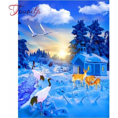 Diamant broderie grue et cerf bricolage diamant peinture Kits pleine mosaïque point de croix couture