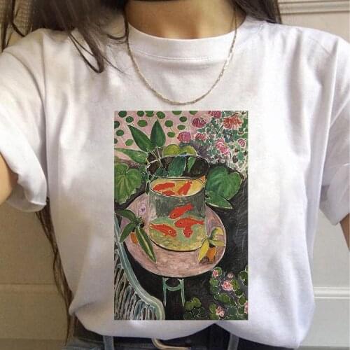 T shirt For Women 2021 Summer Art Oil Painting Print Ladies T-shirt 90s Girl Harajuku Short Sleeve tee shirt femme Plus Size 3XL