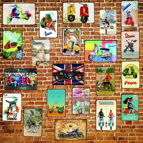 Hot Rod Motorcycle Tin Signs Shabby Chic Vintage Scooter Metal Plate Garage Wall Bar Home Art Decor Iron Poster Cuadros DU-2350B