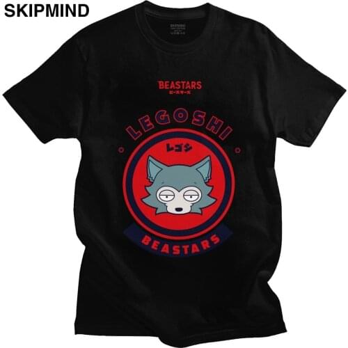 Kawaii Beastars Legoshi Team T Shirt for Men Cotton Casual T-shirt Crew Neck Short Sleeved Furry Manga Anime Tee Clothing Merch