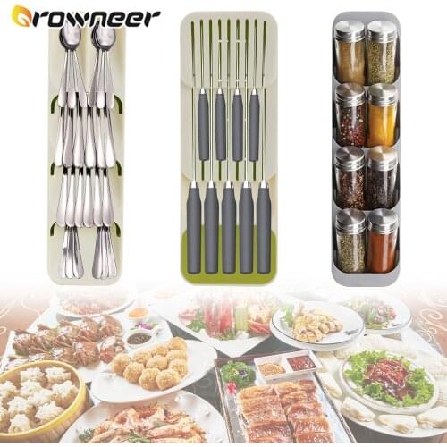 Kitchen Cutlery Storage Box Tray Knife Holder Tableware Organizer Spoon Fork Storage Box Plastic Container Knife Block Holder