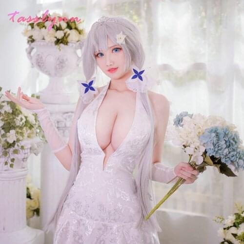 Game Azur Lane Illustrious Cosplay Costume Womem White Dress Azur Lane Cosplay Illustrious