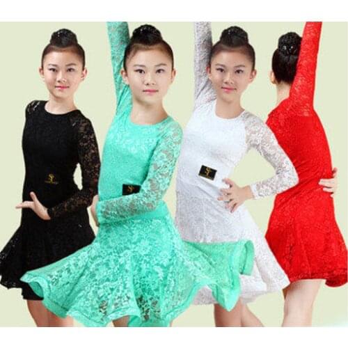 Latin dance dress for girls ballroom competition lace latin salsa dress kids girl rumba samba spandex children 2018 tango skirt