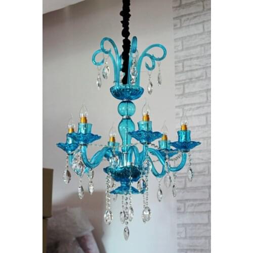 Hallway Blue Chandelier glass lighting 6-arm home Led lights & lighting dining room hanging Chandeliers green cafe light lampe