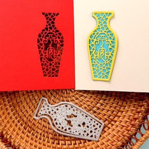 DUOFEN METAL CUTTING DIES Chinese new luck and safe vase cutout stencil DIY Scrapbook Paper Album 2021 new