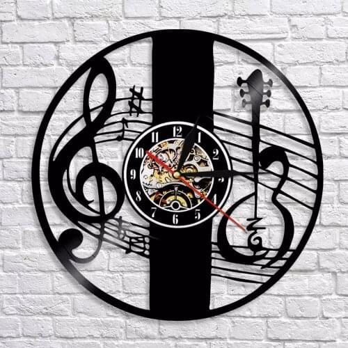 Treble Clef Music Note Wall Art Wall Clock Musical Instrument Violin Key Vinyl Record Wall Clock Classical Music Home Decor Gift