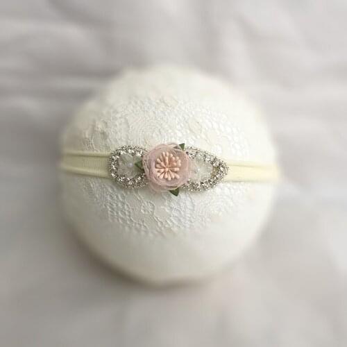 Blush Pink Flower Rhinestone Skinny Headband