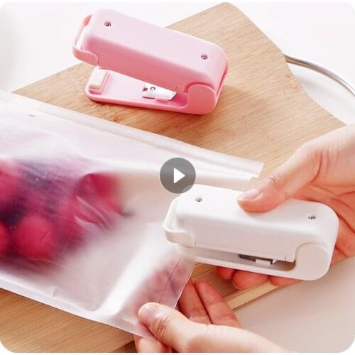 Portable Mini Sealer Home Convenient Heat Bag Plastic Food Snacks Bag Sealing Machine Food Packaging Kitchen Storage Bag Clips