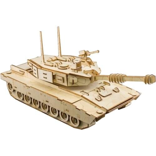 Laser Cutting DIY M1 Abrams TANK 3D Assembly Puzzle wooden Educational toys for Children