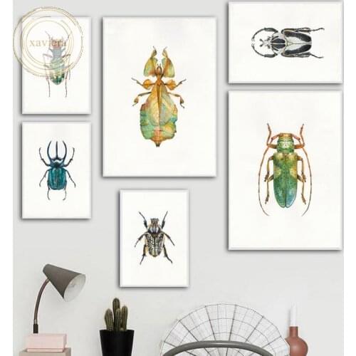Modern Minimalist Canvas Painting Insect Beetle Art Poster Set Nordic Home Decoration Living Room Print Picture Frameless Mural