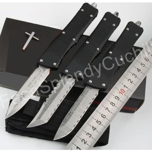 Medium Tactical Dinosaur Troon Damascus/D2 Blade Dual Action Tactical Folding Pocket Fixed Blade Knife Fishing EDC Survival Tool