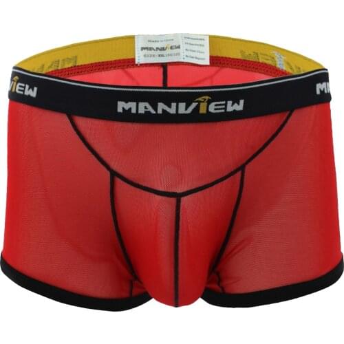 Boxer Shorts Men Underwear Sexy Lingerie See Through Mesh Bulge Pouch Bikini Thong G-string Homme Underpants Gay Male Panties