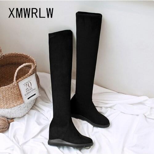 XMWRLW Stretch Leather Womens High Boots Autumn Winter Hidden Heel Over the Knee Boots For Women Winter Shoes Ladies High Boot