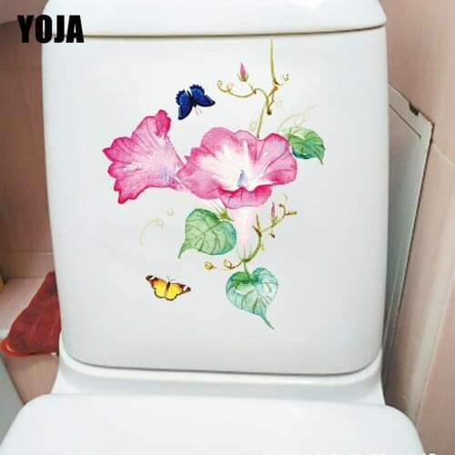 YOJA 16.6X21.9CM Chinese Wind Pink Morning Glory Bedroom Decor Classic Wall Sticker WC Toilet Decal T1-2262