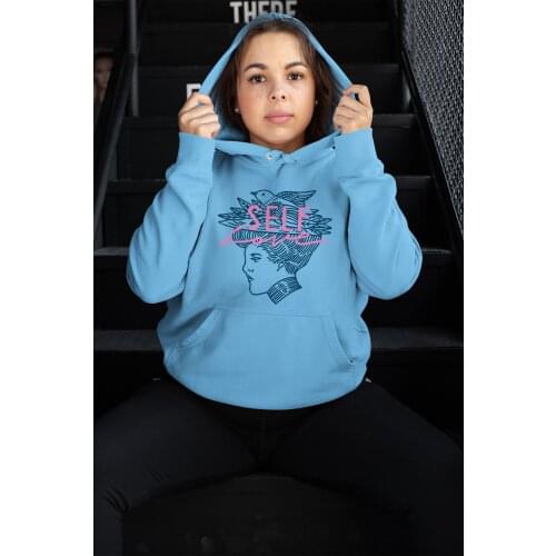 Angemiel Wear Self Love Bird Hat Blue Women 'S Hooded Sweatshirt