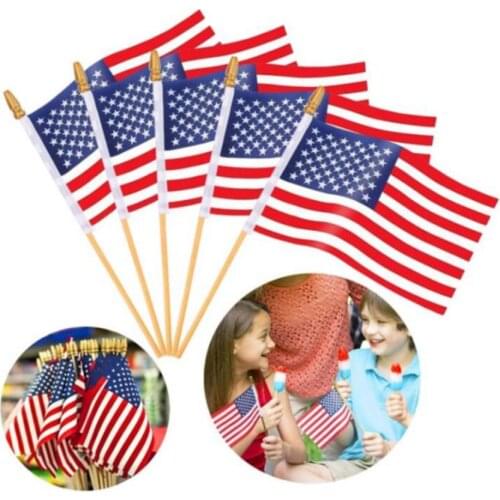 1Set flag 10x15cm us flag High Quality Printed Polyester American Flag Square Flag Banner-Patriotic Event Sports Bar USA Flag