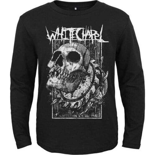 15 designs Rock Band Whitechapel Skull demon rocker men women full long sleeves shirt heavy metal black tee fitness