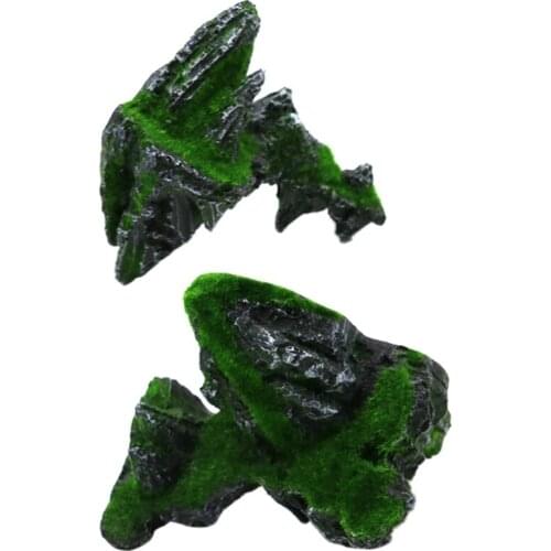 Aquarium Decor Artificial Resin Moss Stone Landscape Fish Tank Rock Mountain