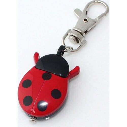 Brand New Fashion Crystal beetles Ladybug Pocket Pendant Key Ring Chain Quartz Dress Watch + Gift Bag GL02K