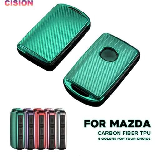 Carbon Fiber Style TPU Remote Car Key Fob Case Cover Holder Shell For Mazda 2 3 4 5 6 Axela Atenza CX30 CX3 CX5 CX7 CX8 CX9 MX5
