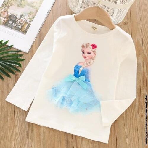 Disney Child Girls Clothes T-Shirt Frozen Elsa Anna Sofia princess Tees Tops Kids TShirt Spring Cotton Soft Long Sleeve Outfits
