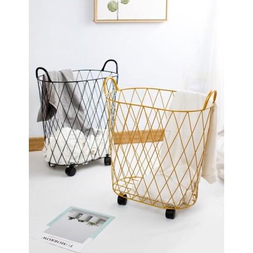 Household gold dirty clothes basket, bathroom dirty clothes storage basket, iron light luxury laundry basket
