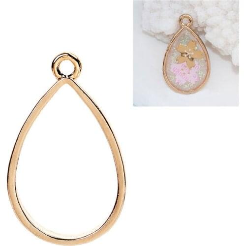 DoreenBeads Fashion Zinc Based Alloy Open Back Bezel Pendants Handmade Resin Mold Pendants Drop Gold Color 31mm x 19mm, 1 Piece