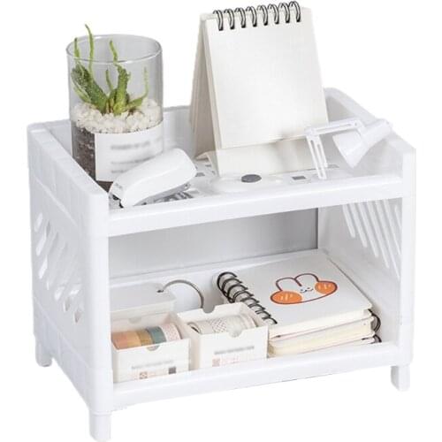 94PF Double-layer Plastic Desktop Organizer for Bathroom Cosmetics Skin Care Product for Men Women Boys Girl Children Adults