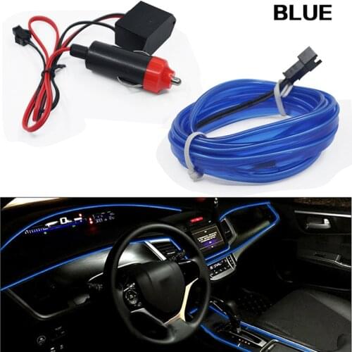 EL Wire With Cigarette Lighter Flexible Neon Lamp Glow Rope Tube Cable LED Strip Light For Car Decoration With 6mm Sewing Edge