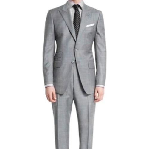 Elegant Slim Fit Tailor Made Suit Gray Tuxedo Wedding Suits For Men Suit Custom Made Mens Suits Mens Tailored Suit Peak Lapel