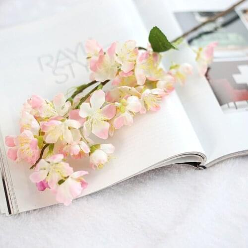 Artificial Flowers Cherry Blossoms Plastic Fake Plants Home Wedding Diy Decoration Silk Small Holding Bouquet Decor Japan