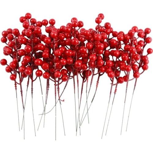 20 Pack 8inch Artificial Christmas Red Berries Stems for Christmas Tree Ornaments,DIY Xmas Wreath,Holiday and Home Decor