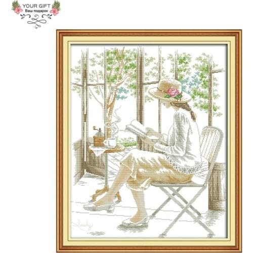 Joy Sunday RA048 14CT 11CT Counted and Stamped Home Decoration Reading Cross Stitch Kits