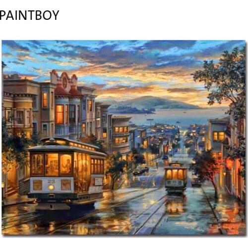 Paintboy Oil Painting Framed Picture Paintng By Numbers Handpainted Canvas Painting Home Decor For Living Room GX8322 40*50cm