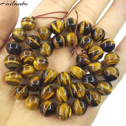 Hailambo 6/8/10mm Natural Tiger Eyes Stone Round Bead For Making Jewelry DIY Necklace Bracelet Loose Beads 10mm Strand LS02