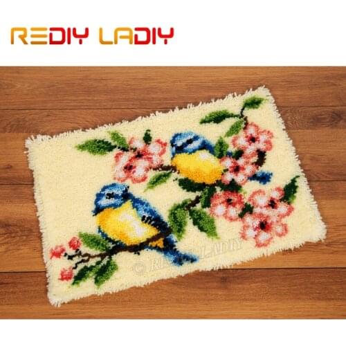 Latch Hook Kits Make Your Own Rug Birds Flowers Tapestry Crochet Cushion Mat DIY Carpet Rug Pre-Printed Canvas Hobby & Crafts