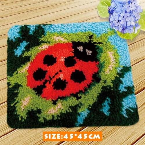 Pulaqi Latch Hook Cushion Rug Kit DIY Needlework Unfinished Crocheting Rug Yarn Mat Embroidery Carpet Home Decoration Handmade F