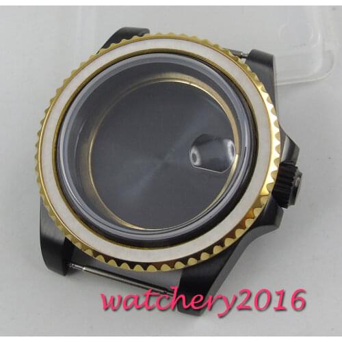 Newest Hot High quality 40mm stainless steel PVD case hardened mineral sapphire glass fit 2836 Miyota movement Watch Case