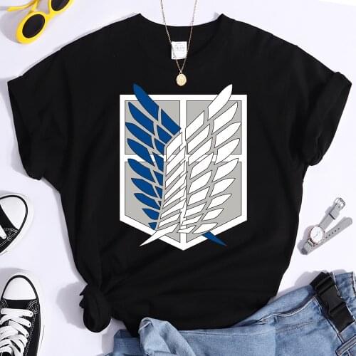 Attack On Titan Anime Print Women T Shirts Summer Casual T Shirt Oversize Crewneck Clothes Fashion Breathable Womens Tshirts